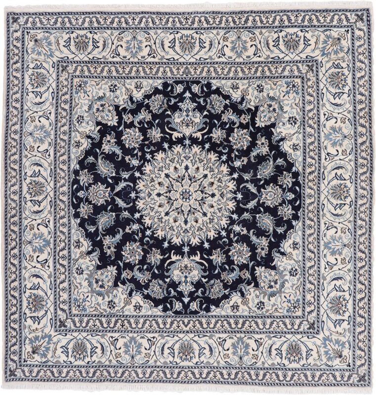 Nain Perserteppich 196 × 200 cm, Schurwolle-Seide, handgeknüpft