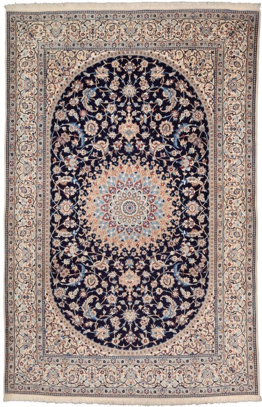 Nain Perserteppich 206 × 312 cm, Schurwolle und Seide, handgeknüpft