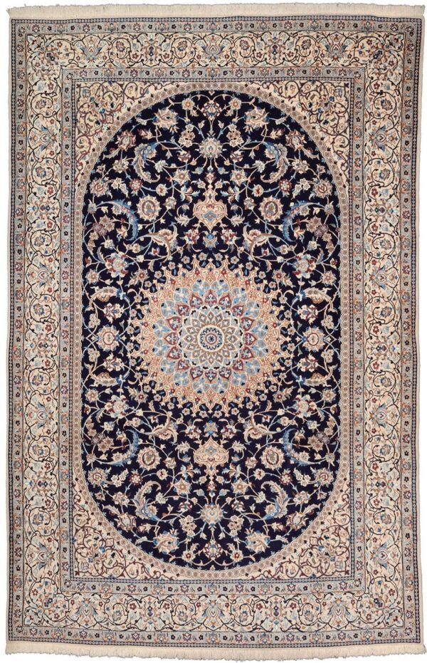 Nain Perserteppich 206 × 312 cm, Schurwolle und Seide, handgeknüpft