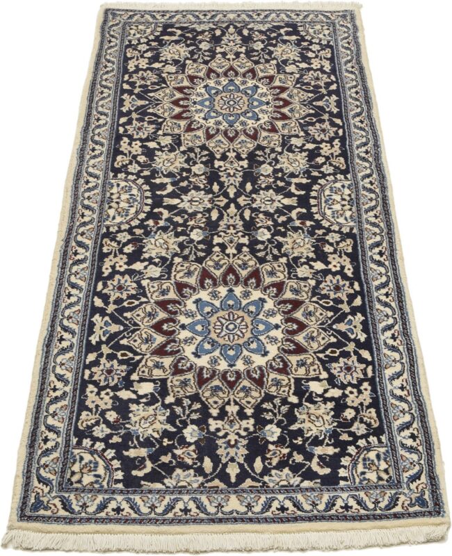 Nain Perserteppich 78 × 212 cm, Schurwolle und Seide, handgeknüpft
