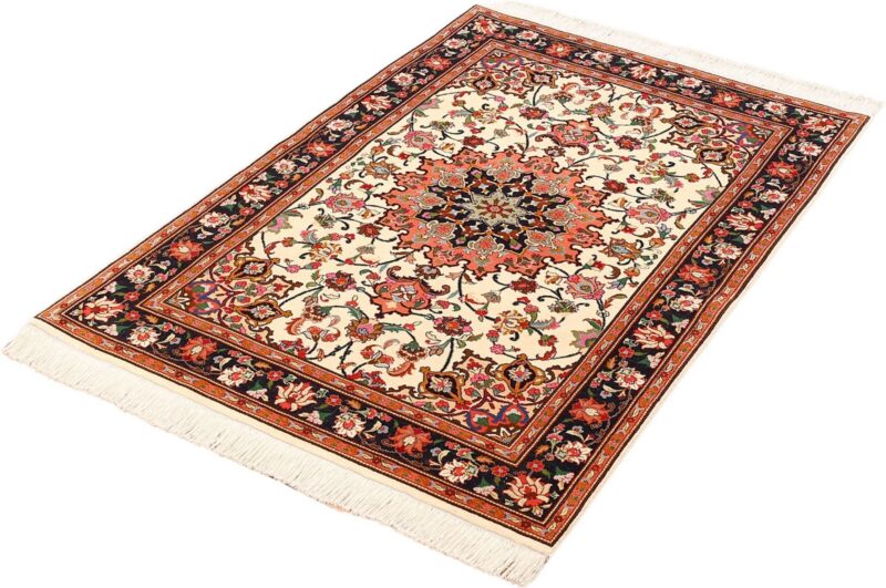Täbriz Perserteppich 102 × 156 cm, Schurwolle Seide, handgeknüpft