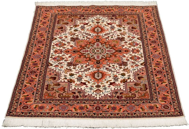 Täbriz Perserteppich 102 × 160 cm, Schurwolle-Seide, handgeknüpft