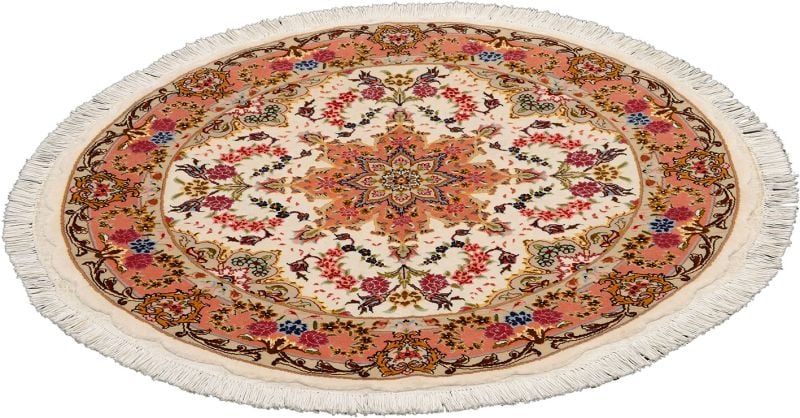 Täbriz Perserteppich 103 × 103 cm, Schurwolle Seide, handgeknüpft