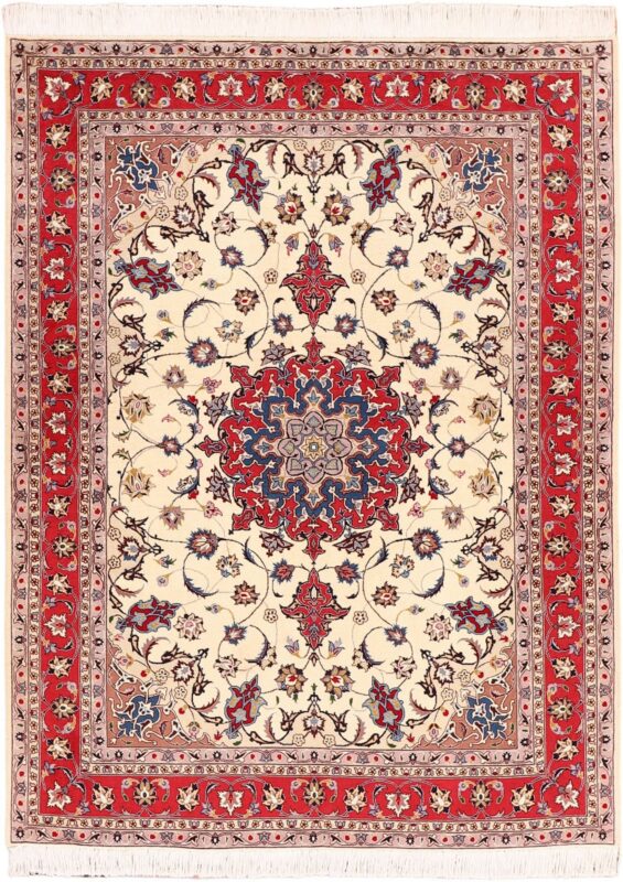 Täbriz Perserteppich 153 × 202 cm, Schurwolle-Seide, handgeknüpft