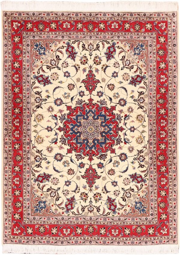 Täbriz Perserteppich 153 × 202 cm, Schurwolle-Seide, handgeknüpft