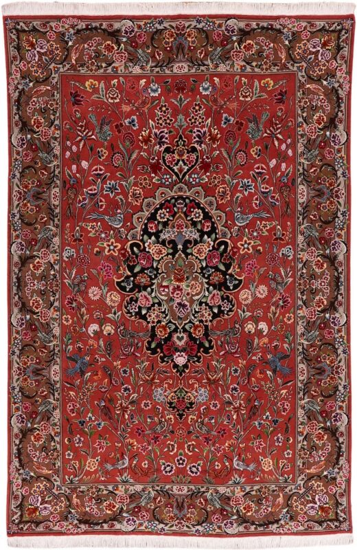 Täbriz Perserteppich 195 × 295 cm, Schurwolle-Seide, handgeknüpft