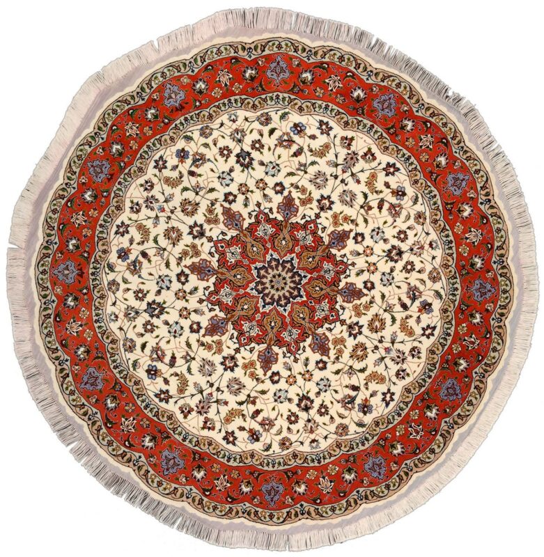 Täbriz Perserteppich 200 × 200 cm, Schurwolle Seide, handgeknüpft