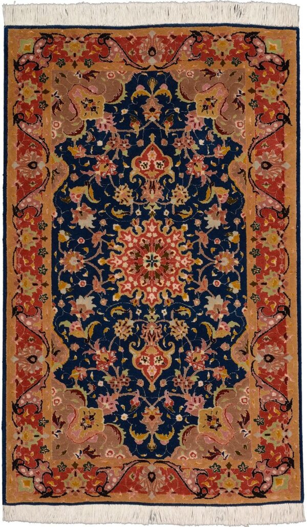 Täbriz Perserteppich 75 × 122 cm, Schurwolle-Seide, handgeknüpft
